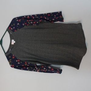 Womens small lularoe gray with flower sleeves